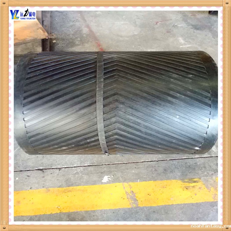 卸铁皮带除铁器-环形输送带按带体拉伸强度可分为M、L、H等型号，其相应拉伸强度如下表： 　　其中M型，其带芯系用优质维棉交织帆布，一般2-6层，胶厚度约7.5mm-20mm; L型系用NN-200型尼帆布(或聚酯帆布)作强力层，一般2-6层，胶厚度7.500mm-20mm。用于各种自卸式除铁器配件用。  　　H型系用NN-300型尼龙帆布(或聚酯帆布)作强力层，一般2-4层，胶带总厚度7.500mm-20mm。  　　胶带最大宽度为3100mm，按照作用性能，可提供普通型、耐热型、耐寒型(不低于-4℃)耐酸碱型、导静电型、耐高温型(不高于150℃)及卫生型等。  　　卸铁皮带除铁器其它特殊性能要求，可协商试制